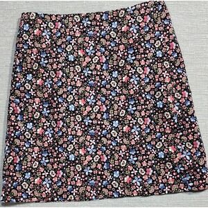 LOFT Floral Mini Skirt Black Pink Blue Zip Back Lined Size 0